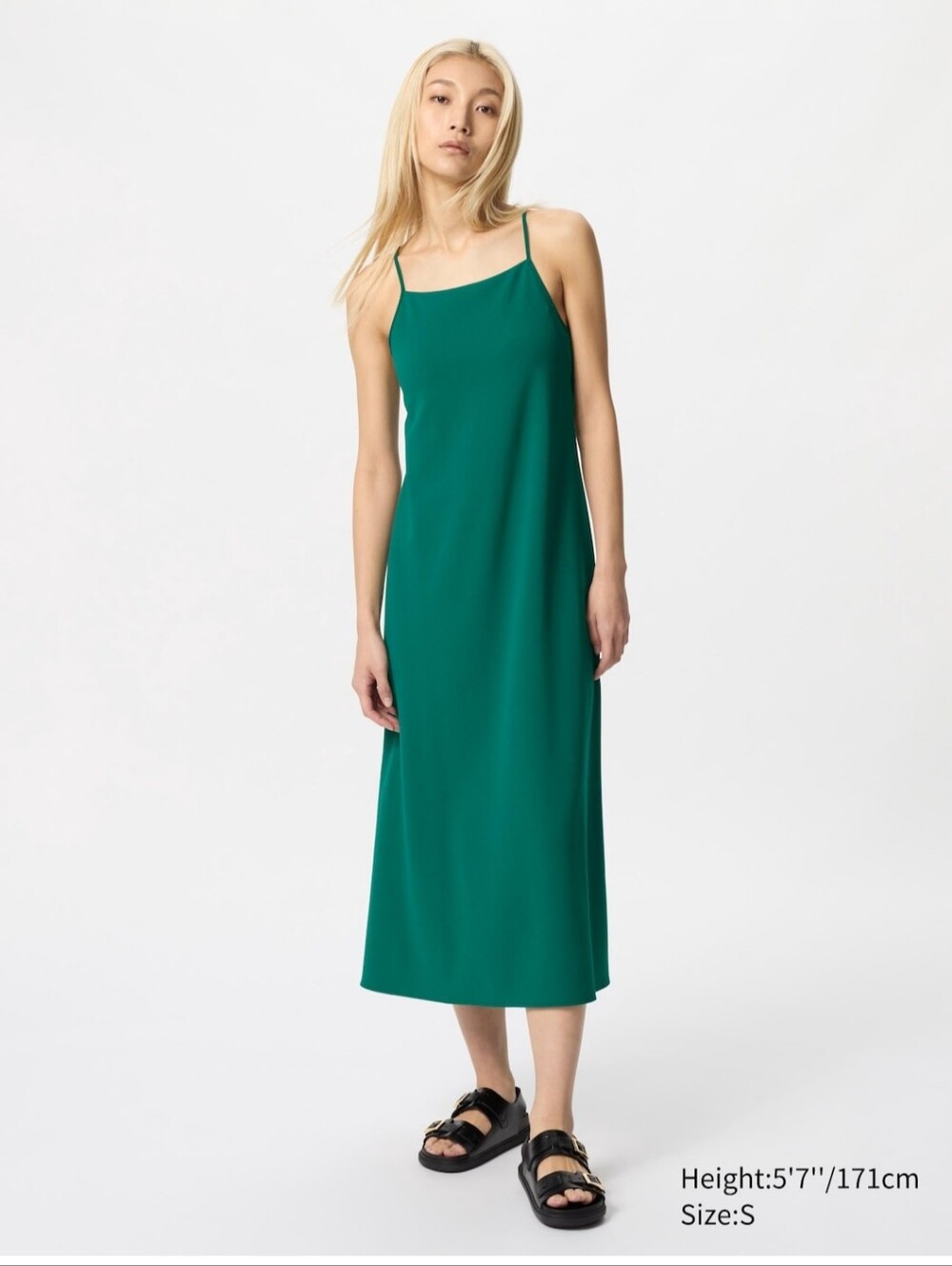 Crepe Jersey Camisole Bra Dress in Green